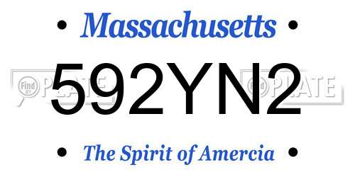 592YN2 Massachusetts License Plate