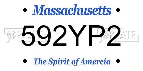 592YP2 Massachusetts License Plate