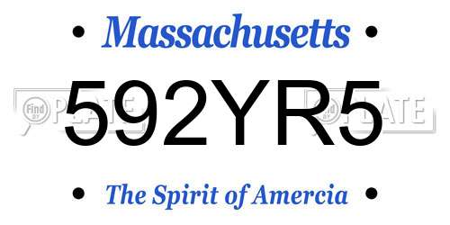 592YR5 Massachusetts License Plate