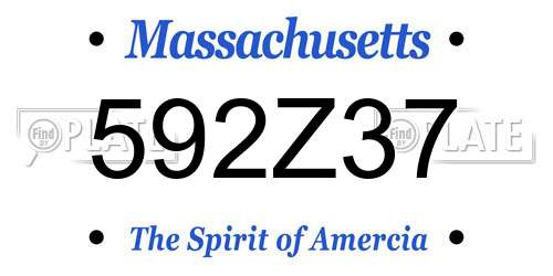 592Z37 Massachusetts License Plate