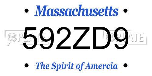 592ZD9 Massachusetts License Plate