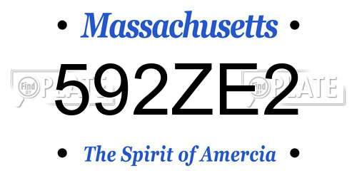 592ZE2 Massachusetts License Plate
