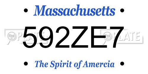 592ZE7 Massachusetts License Plate