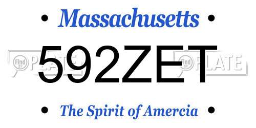 592ZET Massachusetts License Plate