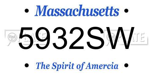 5932SW Massachusetts License Plate