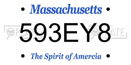 593EY8 Massachusetts License Plate