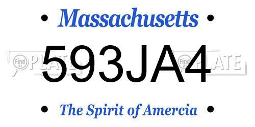 593JA4 Massachusetts License Plate