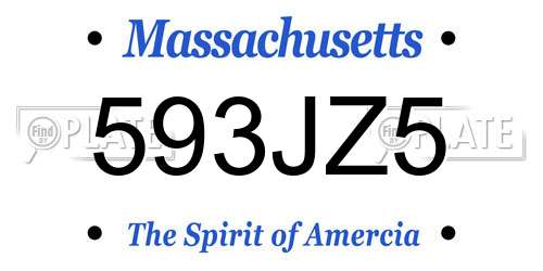 593JZ5 Massachusetts License Plate