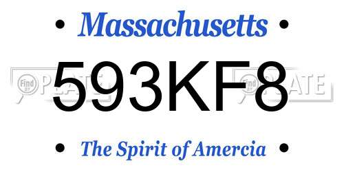 593KF8 Massachusetts License Plate