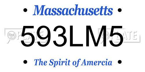 593LM5 Massachusetts License Plate
