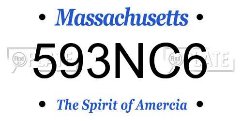 593NC6 Massachusetts License Plate