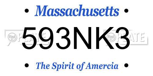 593NK3 Massachusetts License Plate