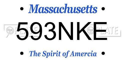 593NKE Massachusetts License Plate