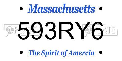593RY6 Massachusetts License Plate