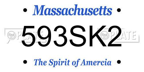 593SK2 Massachusetts License Plate
