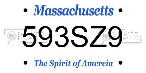 593SZ9 Massachusetts License Plate