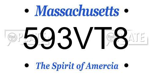 593VT8 Massachusetts License Plate