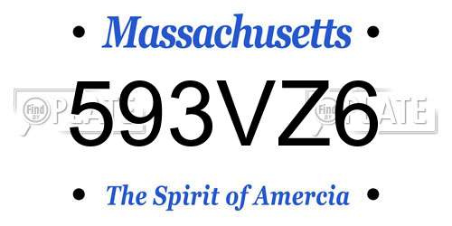 593VZ6 Massachusetts License Plate