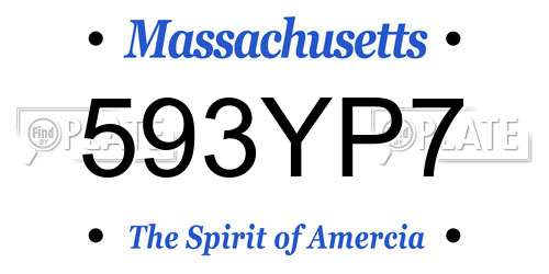 593YP7 Massachusetts License Plate