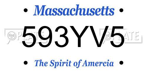 593YV5 Massachusetts License Plate