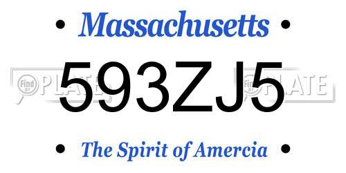 593ZJ5 Massachusetts License Plate