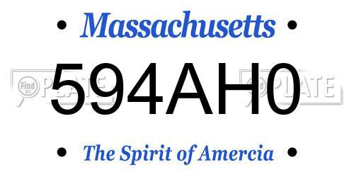 594AH0 Massachusetts License Plate