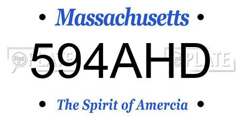 594AHD Massachusetts License Plate
