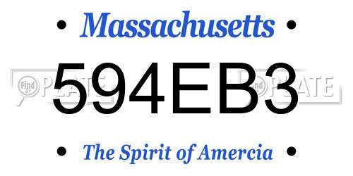594EB3 Massachusetts License Plate