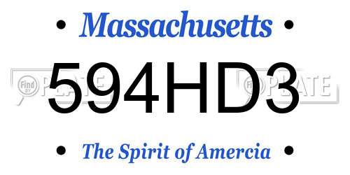594HD3 Massachusetts License Plate