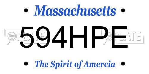 594HPE Massachusetts License Plate