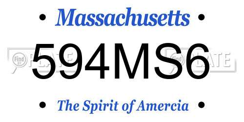 594MS6 Massachusetts License Plate