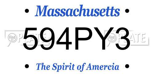 594PY3 Massachusetts License Plate