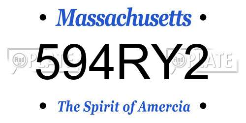 594RY2 Massachusetts License Plate