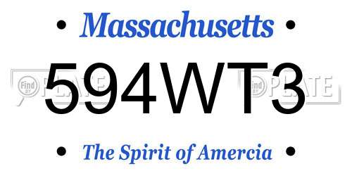 594WT3 Massachusetts License Plate