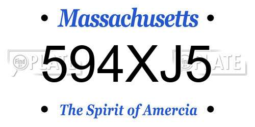 594XJ5 Massachusetts License Plate