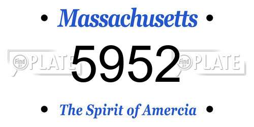 5952 Massachusetts License Plate