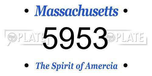 5953 Massachusetts License Plate
