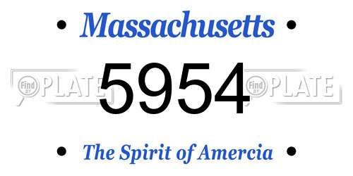 5954 Massachusetts License Plate