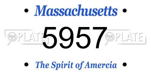 5957 Massachusetts License Plate