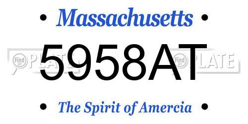 5958AT Massachusetts License Plate