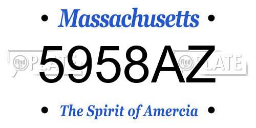 5958AZ Massachusetts License Plate
