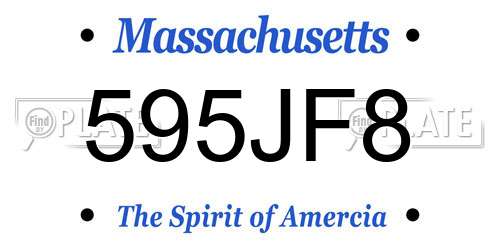 595JF8 Massachusetts License Plate