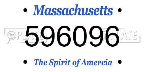596096 Massachusetts License Plate