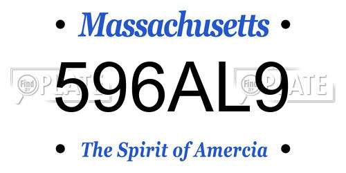 596AL9 Massachusetts License Plate