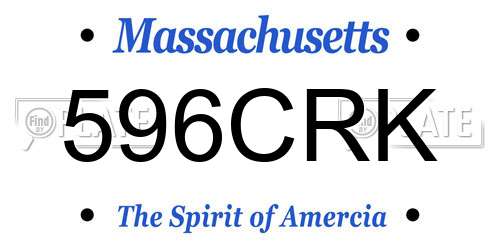596CRK Massachusetts License Plate