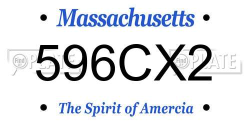 596CX2 Massachusetts License Plate