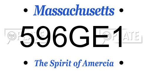 596GE1 Massachusetts License Plate