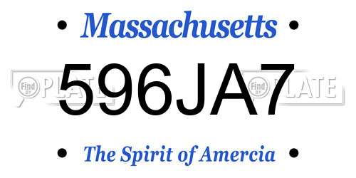 596JA7 Massachusetts License Plate