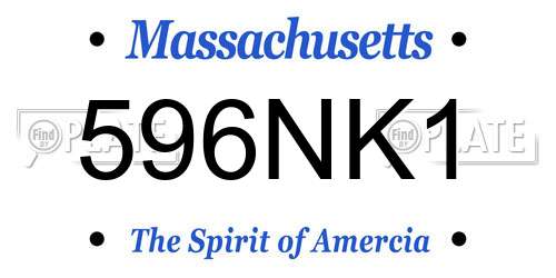596NK1 Massachusetts License Plate