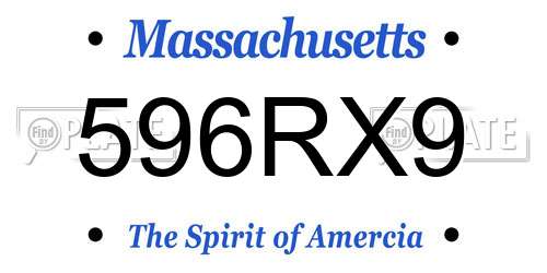 596RX9 Massachusetts License Plate